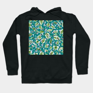 Bees and Hostas Tossed on Teal  5748 Hoodie